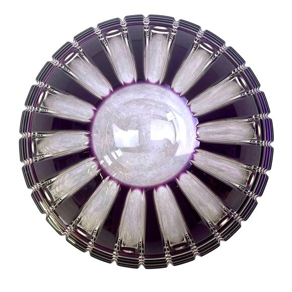Caesar Crystal Bohemiae Czech Hand Cut 24% Lead Crystal XLG 'NORA' Bowl Violet - Picture 7 of 8